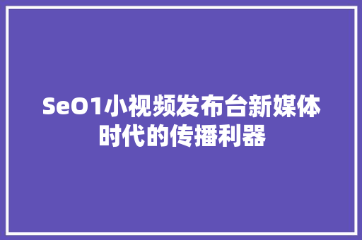 SeO1小视频发布台新媒体时代的传播利器