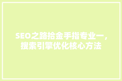 SEO之路拾金手指专业一，搜索引擎优化核心方法