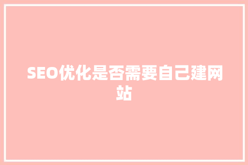 SEO优化是否需要自己建网站