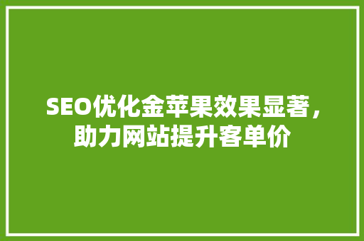 SEO优化金苹果效果显著，助力网站提升客单价