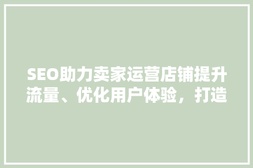 SEO助力卖家运营店铺提升流量、优化用户体验，打造电商成功之路