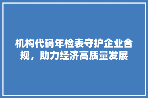 机构代码年检表守护企业合规，助力经济高质量发展  第1张