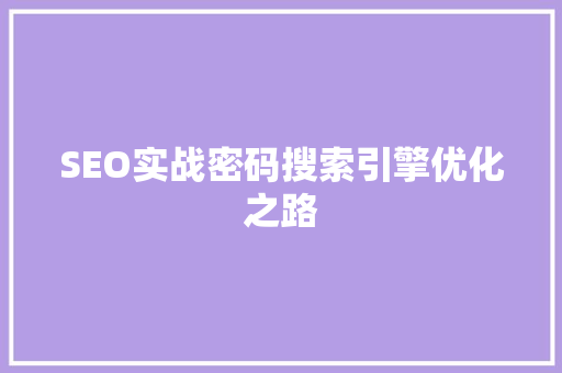 SEO实战密码搜索引擎优化之路