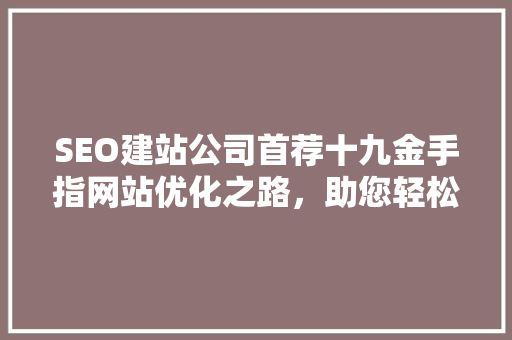 SEO建站公司首荐十九金手指网站优化之路，助您轻松提升排名
