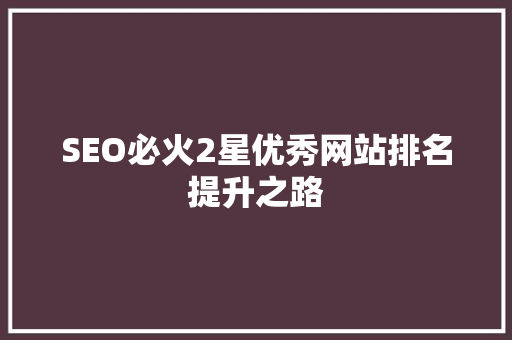 SEO必火2星优秀网站排名提升之路