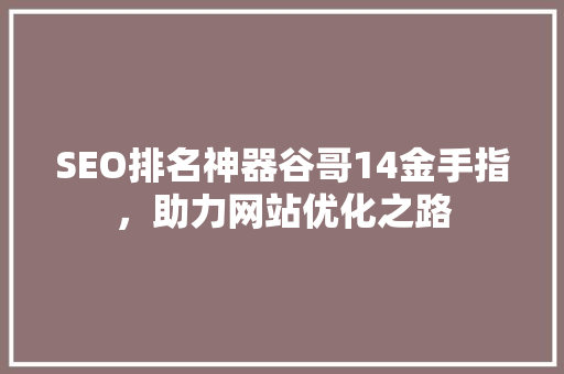 SEO排名神器谷哥14金手指，助力网站优化之路