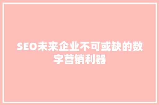 SEO未来企业不可或缺的数字营销利器