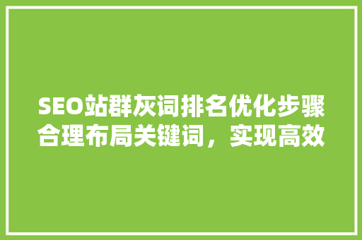 SEO站群灰词排名优化步骤合理布局关键词，实现高效流量转化