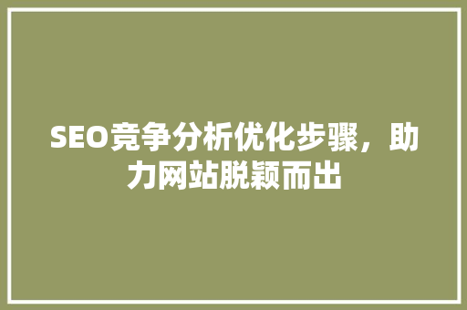 SEO竞争分析优化步骤，助力网站脱颖而出