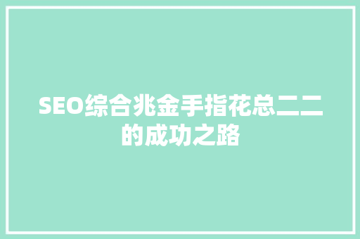 SEO综合兆金手指花总二二的成功之路