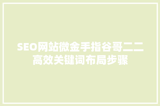 SEO网站微金手指谷哥二二高效关键词布局步骤