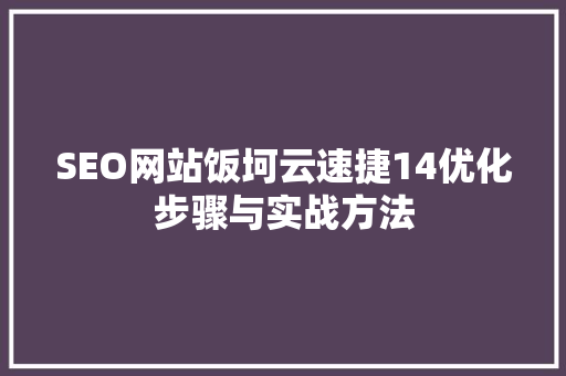 SEO网站饭坷云速捷14优化步骤与实战方法
