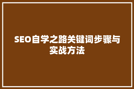 SEO自学之路关键词步骤与实战方法