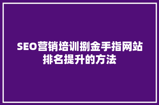 SEO营销培训捌金手指网站排名提升的方法