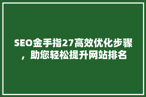 SEO金手指27高效优化步骤，助您轻松提升网站排名
