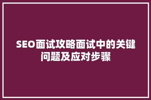 SEO面试攻略面试中的关键问题及应对步骤