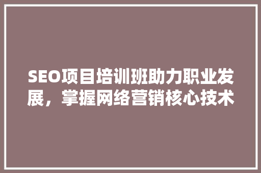 SEO项目培训班助力职业发展，掌握网络营销核心技术