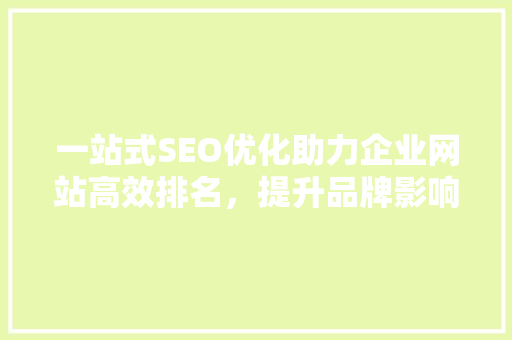 一站式SEO优化助力企业网站高效排名，提升品牌影响力