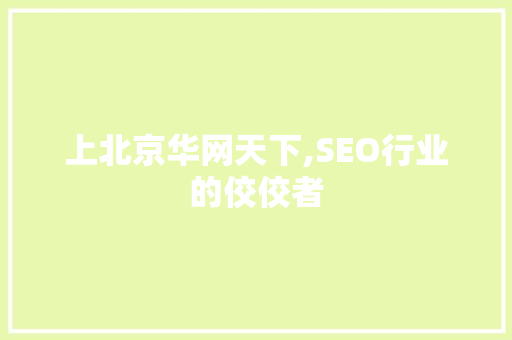 上北京华网天下,SEO行业的佼佼者