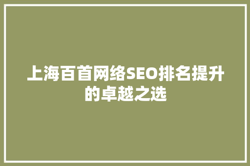 上海百首网络SEO排名提升的卓越之选