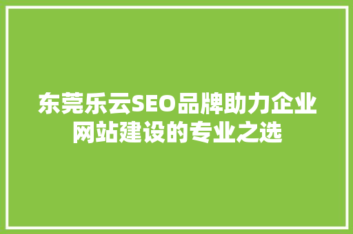 东莞乐云SEO品牌助力企业网站建设的专业之选