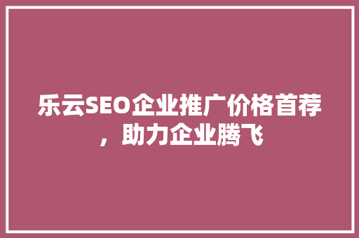 乐云SEO企业推广价格首荐，助力企业腾飞