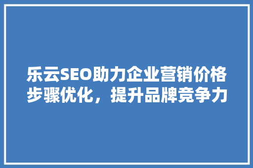 乐云SEO助力企业营销价格步骤优化，提升品牌竞争力
