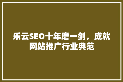 乐云SEO十年磨一剑，成就网站推广行业典范
