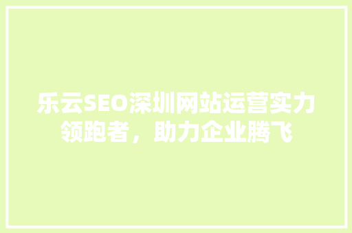 乐云SEO深圳网站运营实力领跑者，助力企业腾飞  第1张