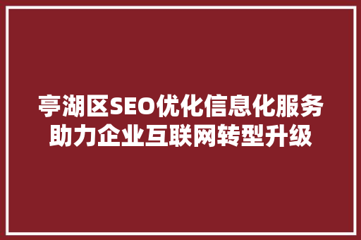 亭湖区SEO优化信息化服务助力企业互联网转型升级