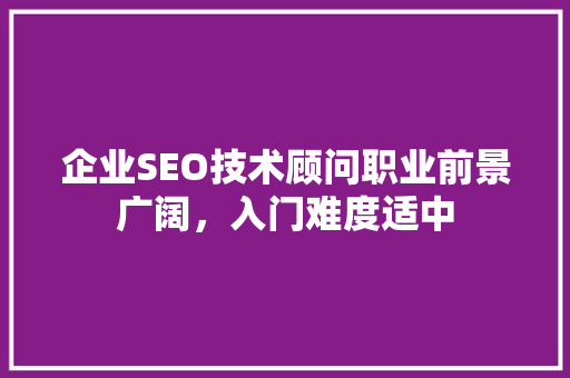 企业SEO技术顾问职业前景广阔，入门难度适中