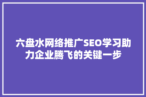 六盘水网络推广SEO学习助力企业腾飞的关键一步