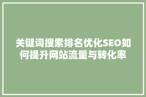 关键词搜索排名优化SEO如何提升网站流量与转化率