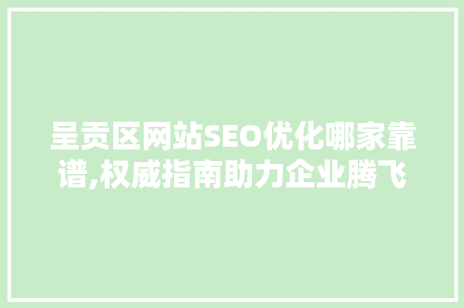 呈贡区网站SEO优化哪家靠谱,权威指南助力企业腾飞