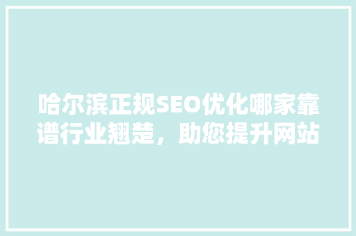 哈尔滨正规SEO优化哪家靠谱行业翘楚，助您提升网站排名