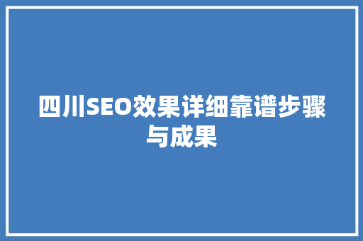 四川SEO效果详细靠谱步骤与成果