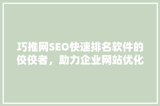 巧推网SEO快速排名软件的佼佼者，助力企业网站优化