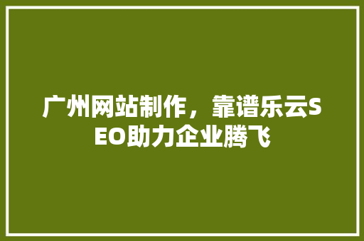 广州网站制作，靠谱乐云SEO助力企业腾飞