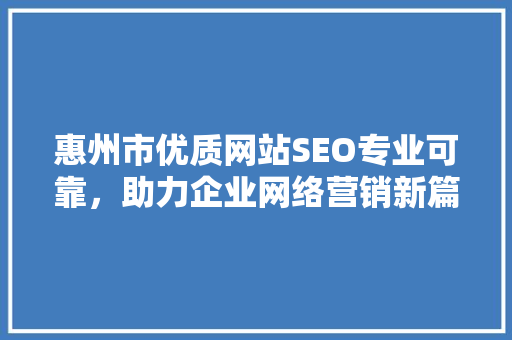 惠州市优质网站SEO专业可靠，助力企业网络营销新篇章