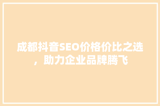 成都抖音SEO价格价比之选，助力企业品牌腾飞