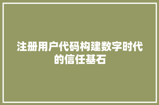 注册用户代码构建数字时代的信任基石