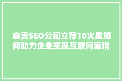 自贡SEO公司立荐10火星如何助力企业实现互联网营销突破
