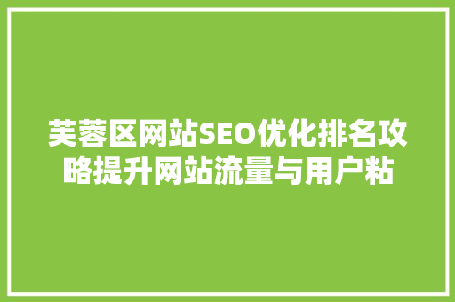 芙蓉区网站SEO优化排名攻略提升网站流量与用户粘