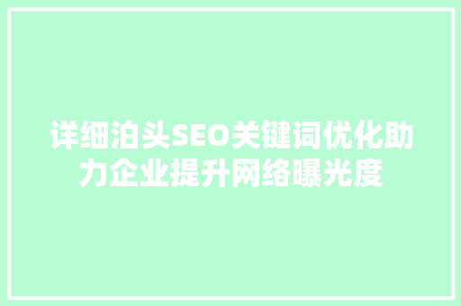 详细泊头SEO关键词优化助力企业提升网络曝光度
