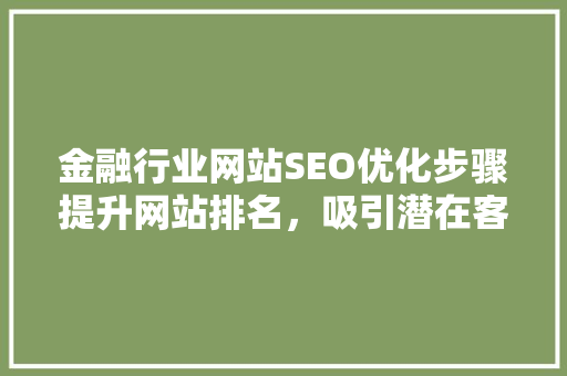 金融行业网站SEO优化步骤提升网站排名，吸引潜在客户