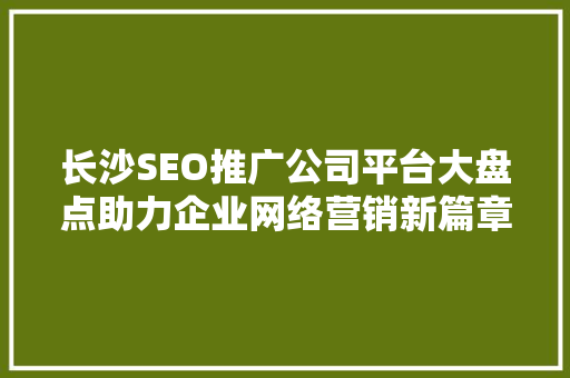 长沙SEO推广公司平台大盘点助力企业网络营销新篇章