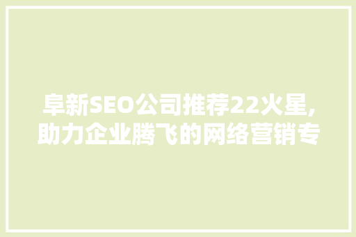 阜新SEO公司推荐22火星,助力企业腾飞的网络营销专家