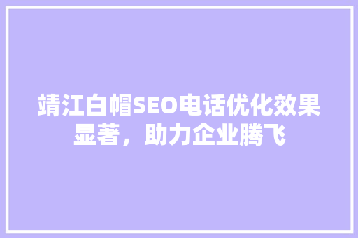 靖江白帽SEO电话优化效果显著，助力企业腾飞