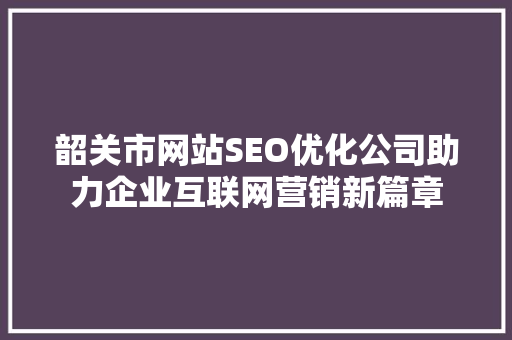 韶关市网站SEO优化公司助力企业互联网营销新篇章