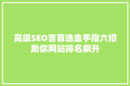 高级SEO吉首选金手指六招助你网站排名飙升
